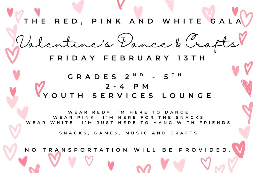 Feb 13 Red, Pink, White Gala - Youth Services