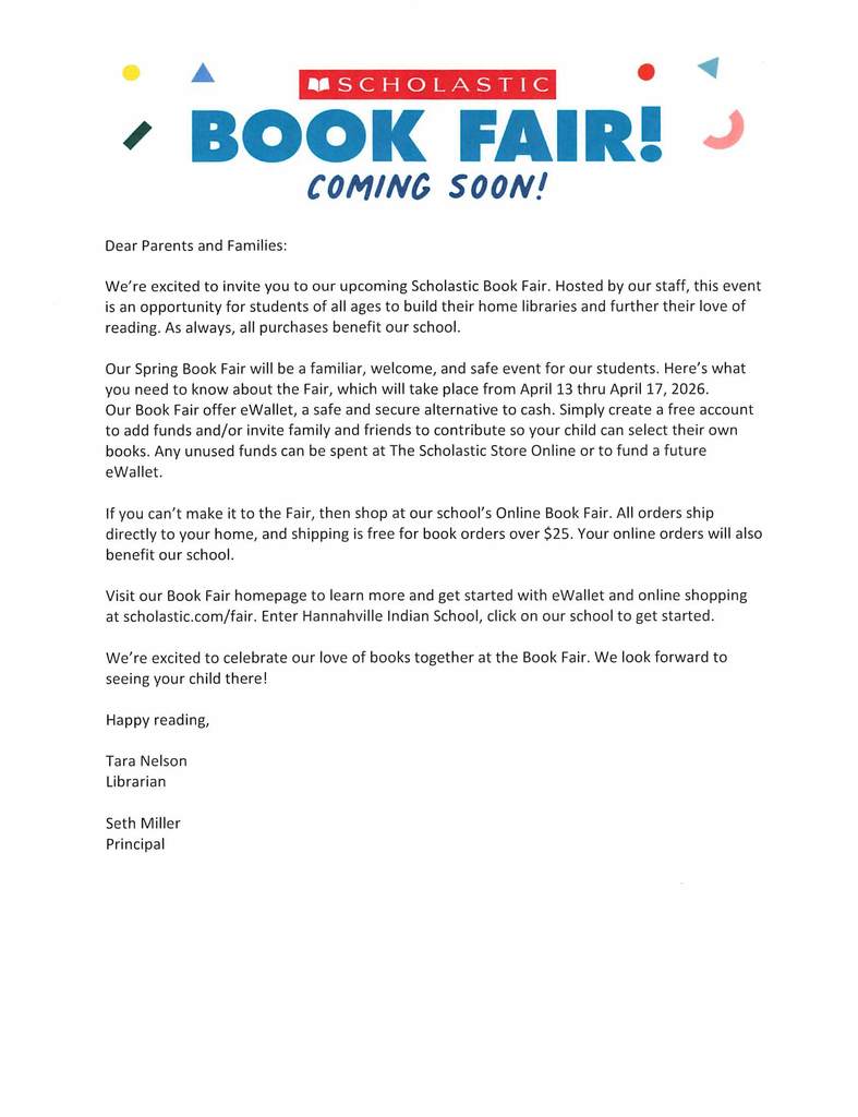 Book Fair April 13-17th 2026
