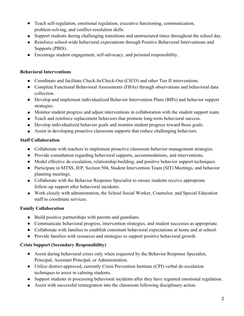 Behavioral Interventionist 2026-27 Job Opening