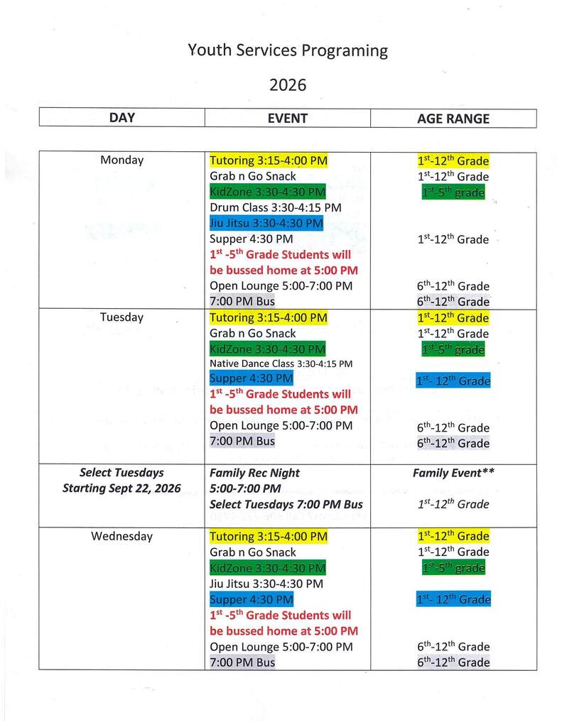YS Programming Schedule 2026-27