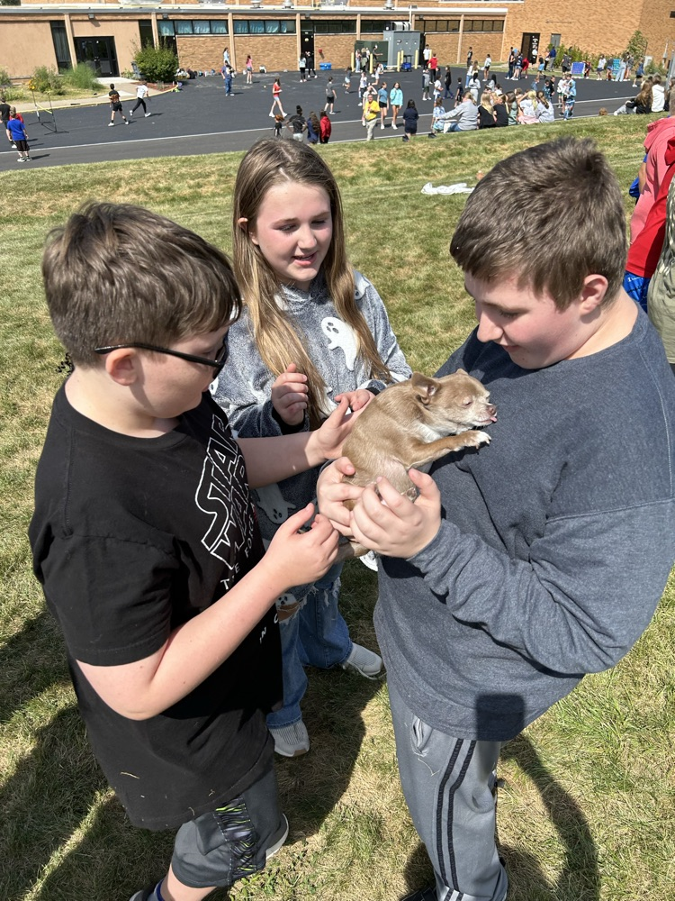 student and dog