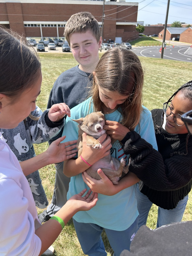 student and dog