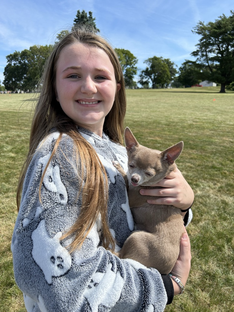 student and dog