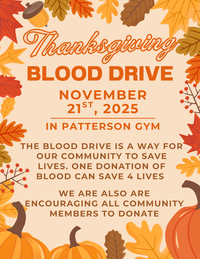 Thanksgiving graphic for our next blood drive. It is open to the entire community.