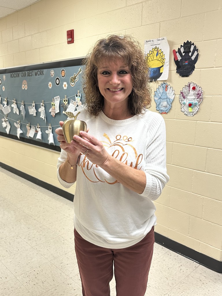 Mrs. Triplett with apple