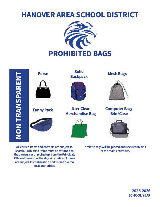 Hanover Area School District Prohibited Bags