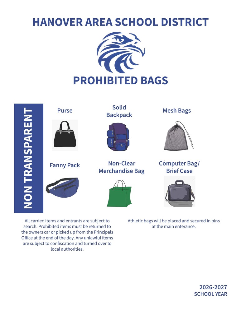 Hanover Area School District Prohibited Bags