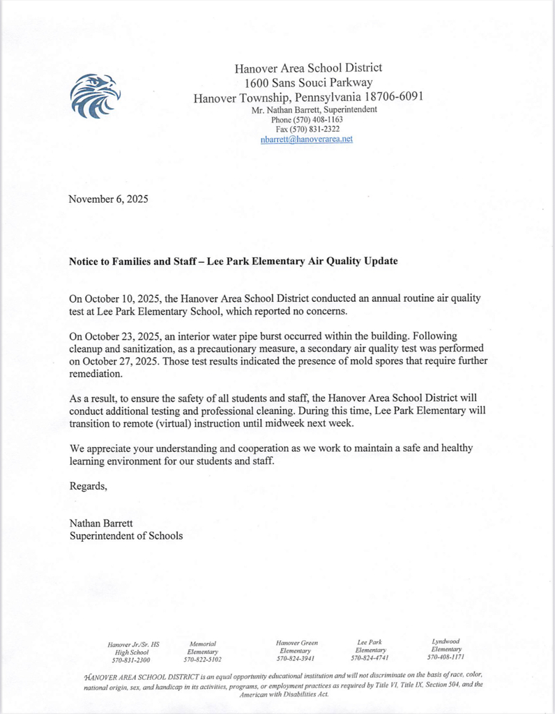 Lee Park Virtual Day Memo