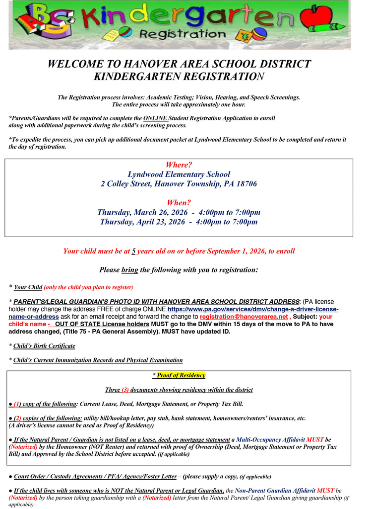 Kindergarten Registration (English)