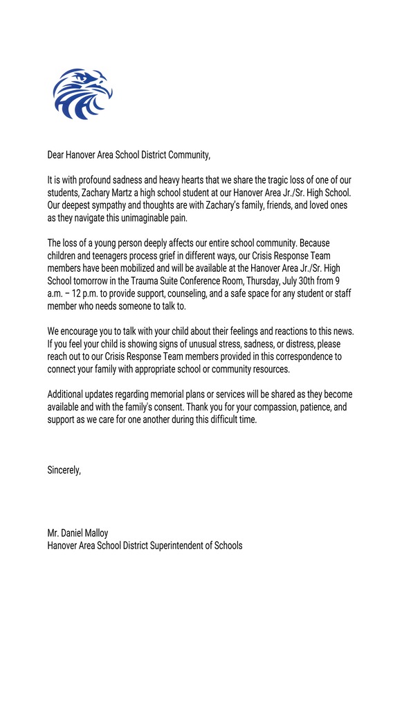 Letter from the Superintendent, page 1