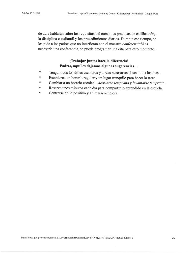 Kindergarten Orientation, page 4