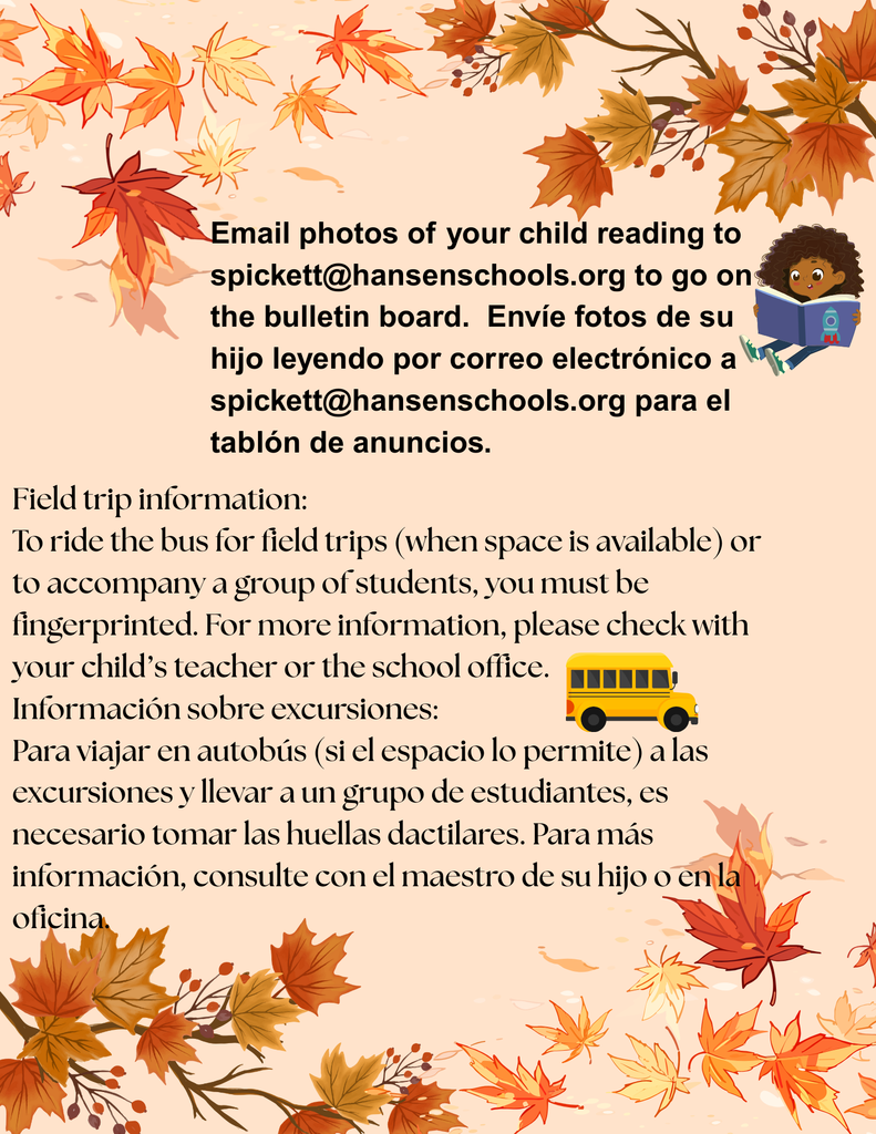 Photos for bulletin board and field trip information