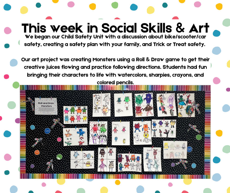 Halloween art and child safety explanation.