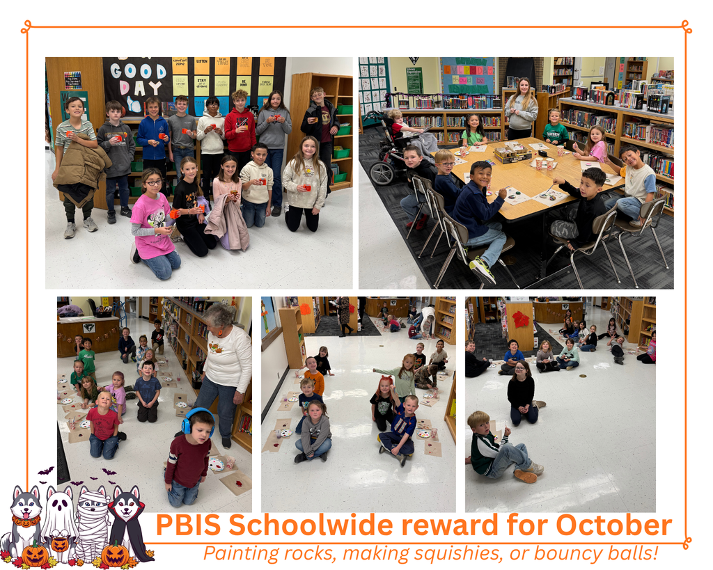 Students in grades K-3 painted rocks, 4th grade made bouncy balls, and 5th & 6th graders made squishies!