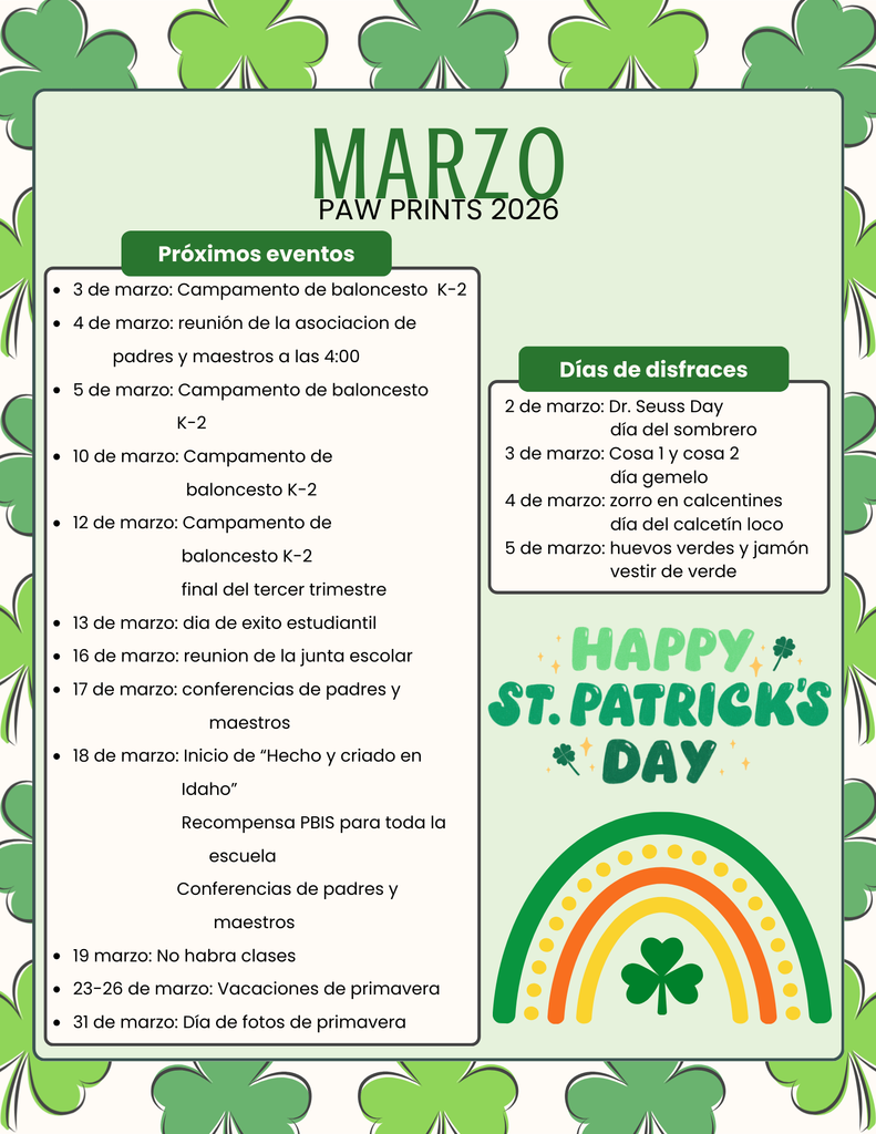 March Paw Prints - Spanish