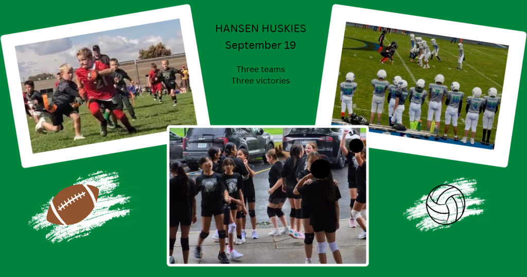 K-2 flag football, 4-6 volleyball, 4-6 Rebels football