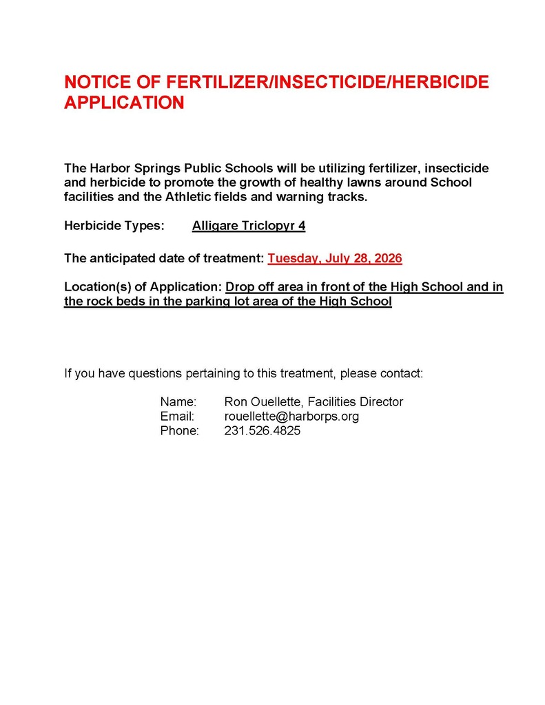 Herbicide treatment at the High School