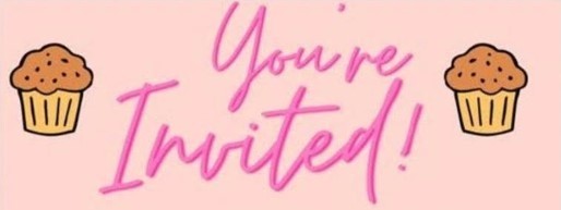 You're invited text with muffins on either side