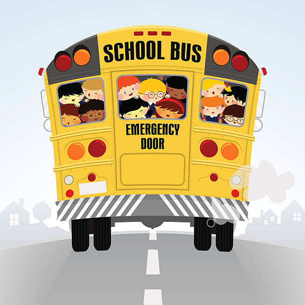 cartoon school bus with kids in it