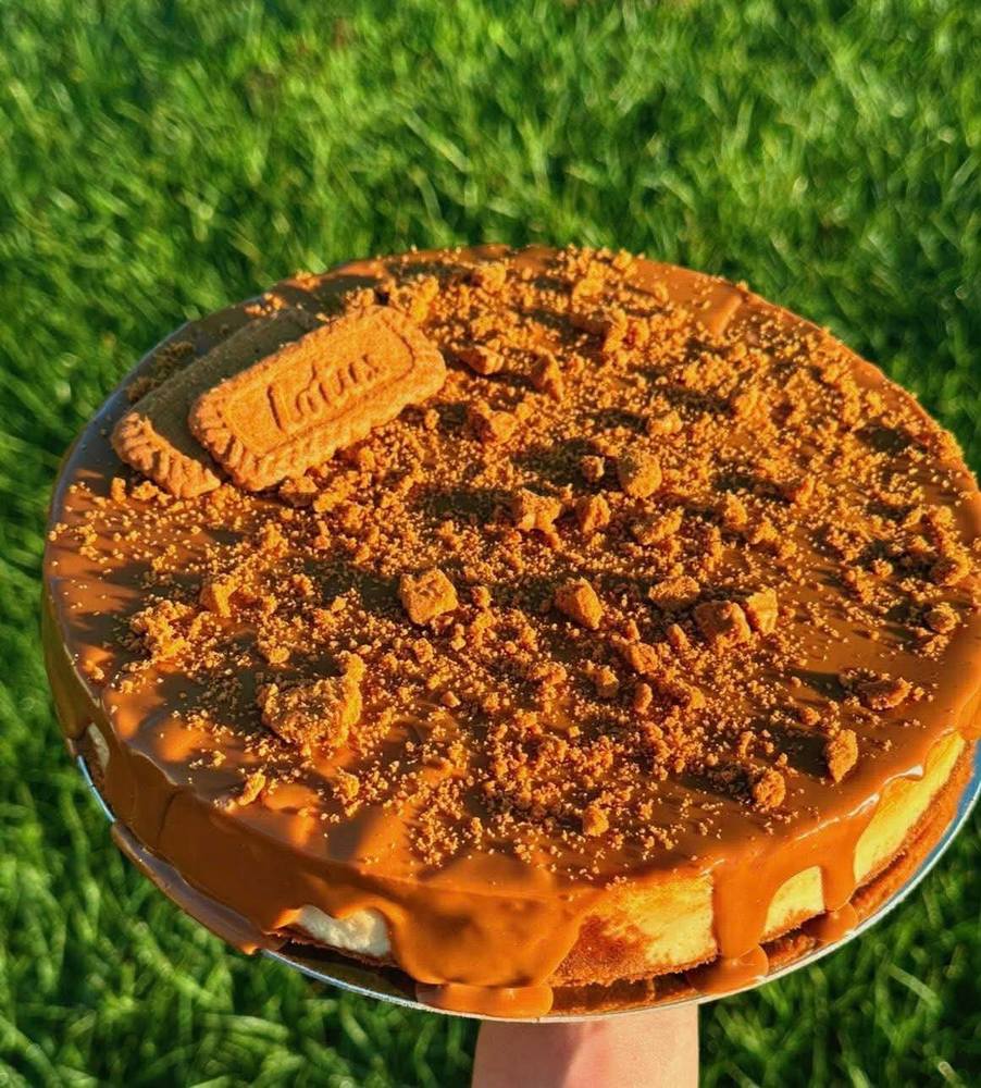 A 10 inch Cookie Butter Biscoff Cheesecake
