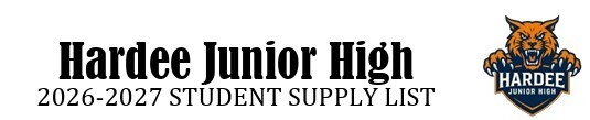 hardee junior high 2026-2027 student supply list