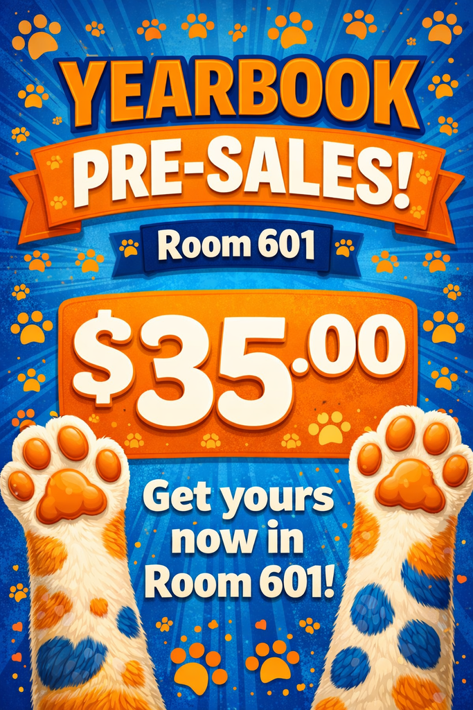 📢 Yearbook Alert! 📢  Pre-sales are officially OPEN! Grab your 2025-2026 yearbook for just $35.  Stop by Room 601 to purchase yours and lock in the memories. Don't wait! 