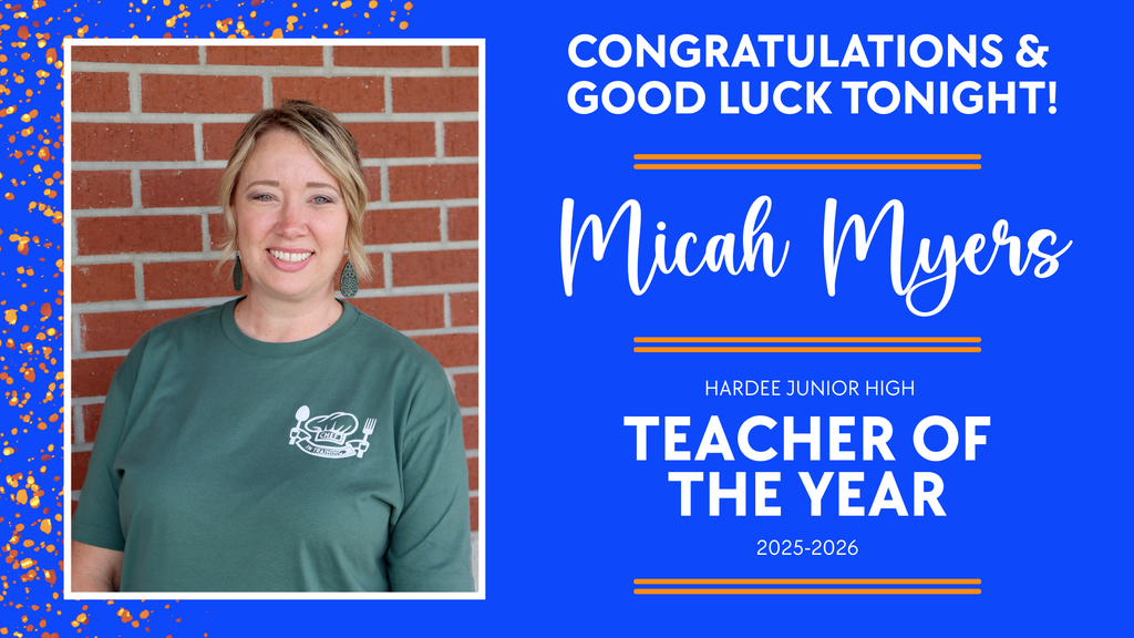 Congratulations and Good Luck tonight Micah Myers HJH Teacher of the Year 2025-2026