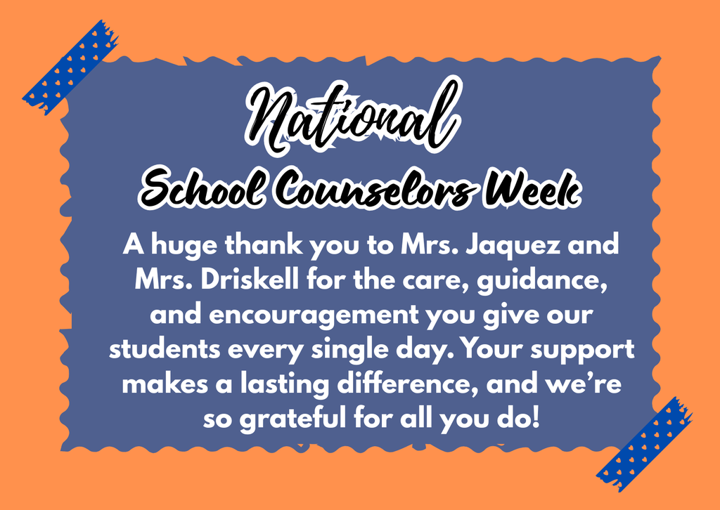 National School Counselors Week on Orange and Blue Background