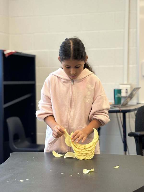 A student in the Gifted Program worked on making a circle out of nothing but Pringle chips