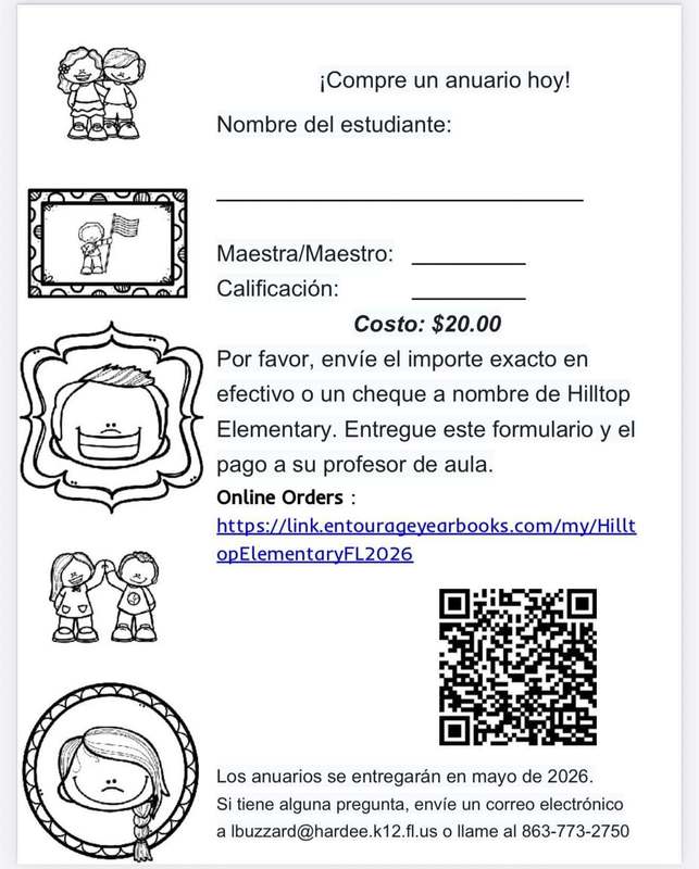 flyer for yearbook purchases, same information as in article, in Spanish