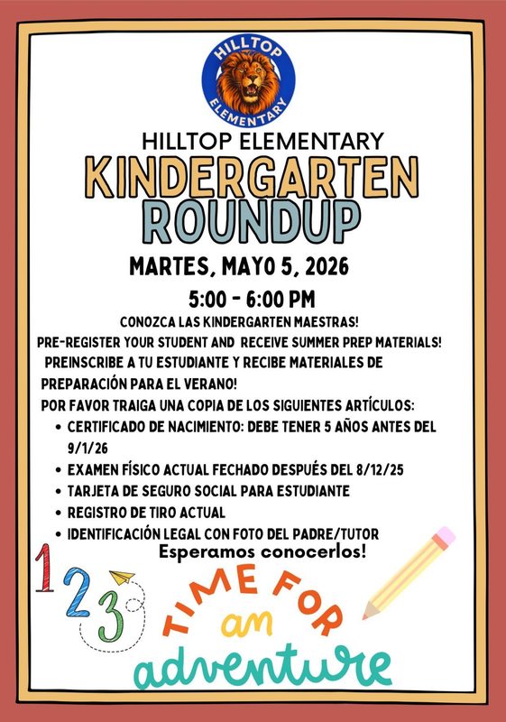 Hilltop's kindergarten roundup information in Spanish
