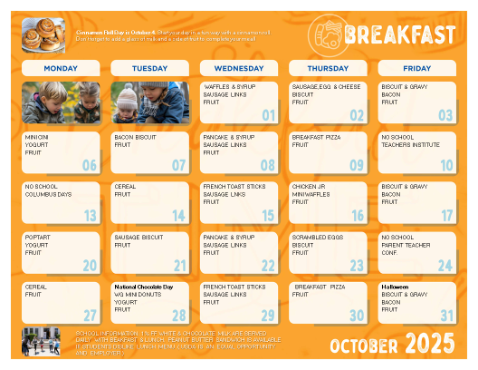October menus