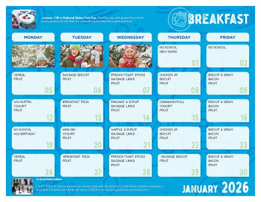 January breakfast menu