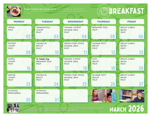 March breakfast menu