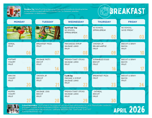 April breakfast menu