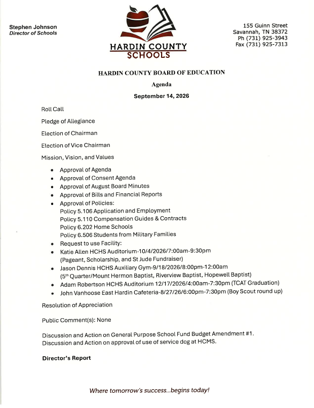 September Board Meeting