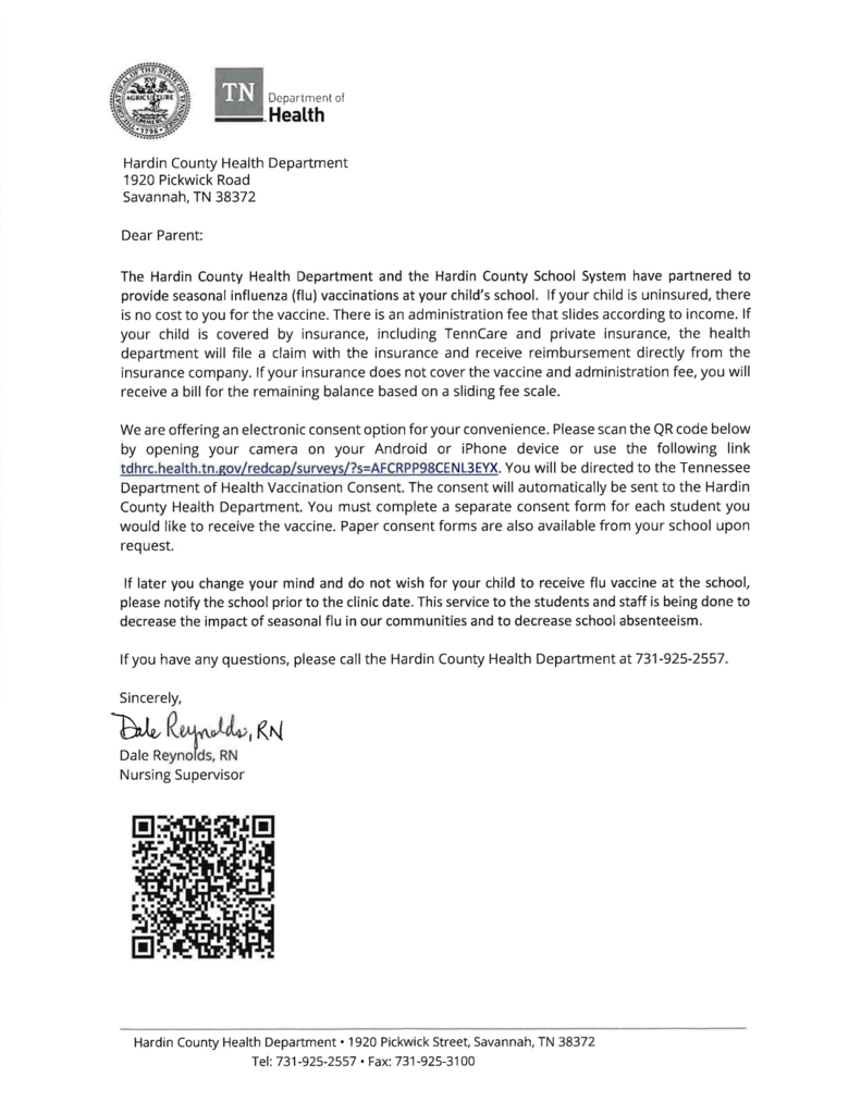 Important Information from the Health Department
