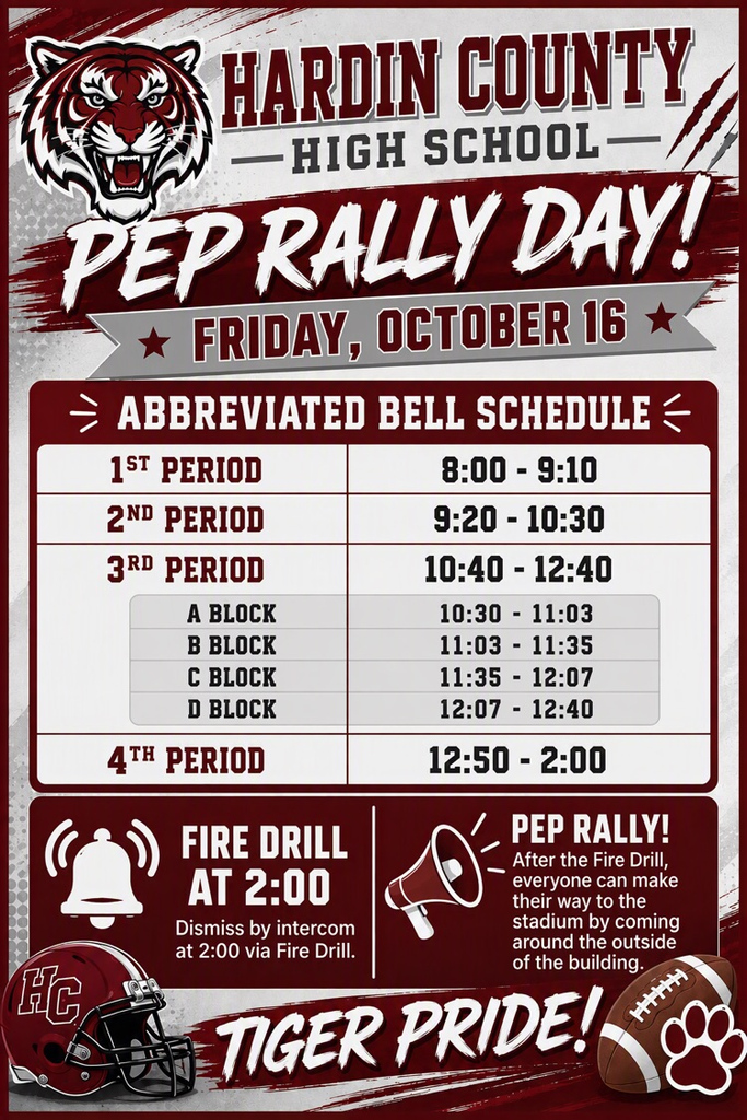 October 16th Pep Rally Schedule