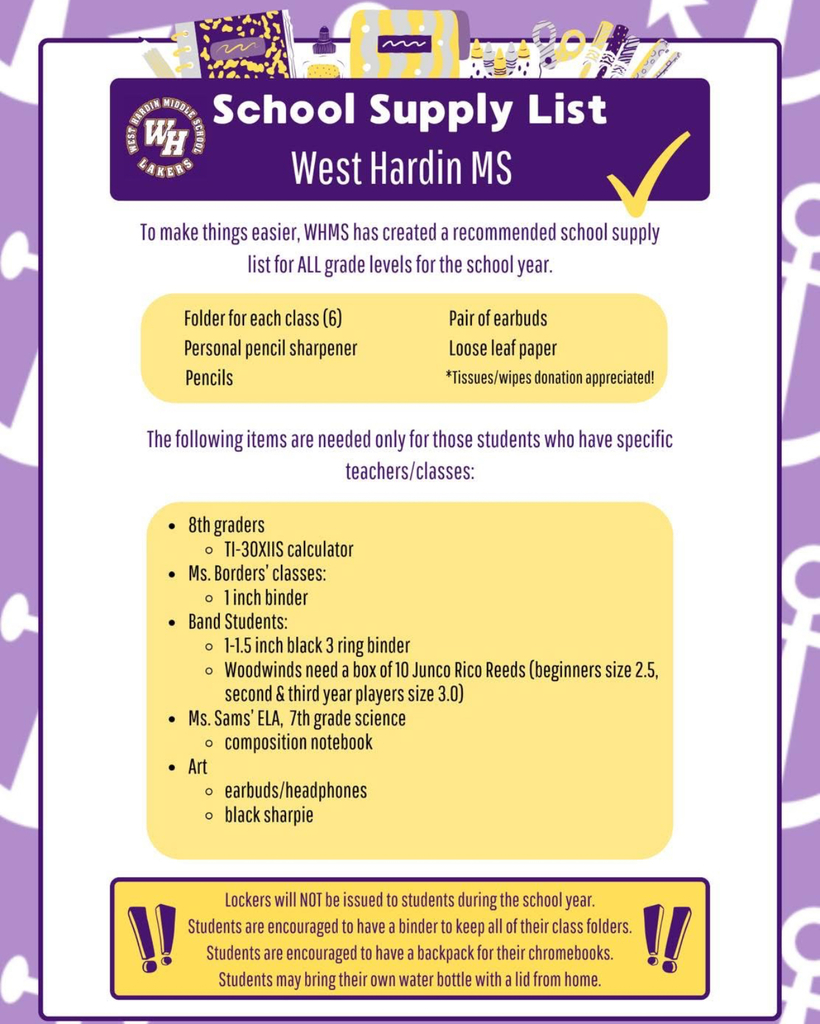 School Supply List 25-26