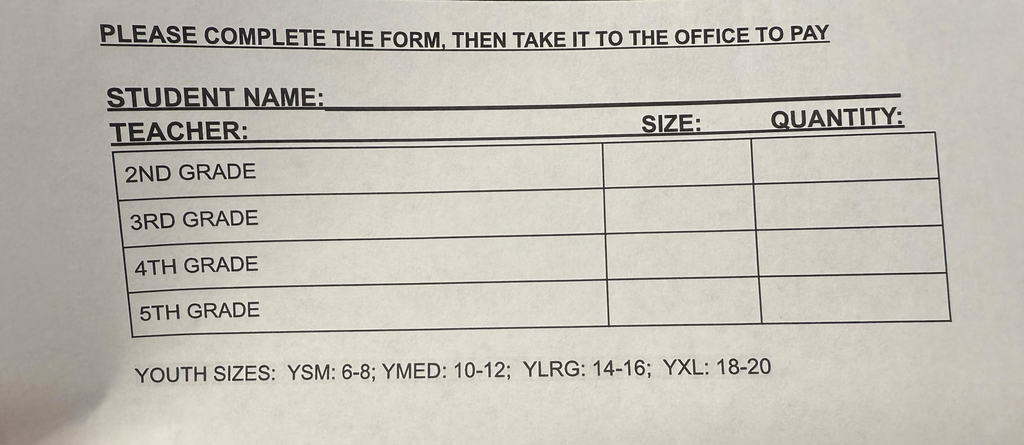 Tshirt order form