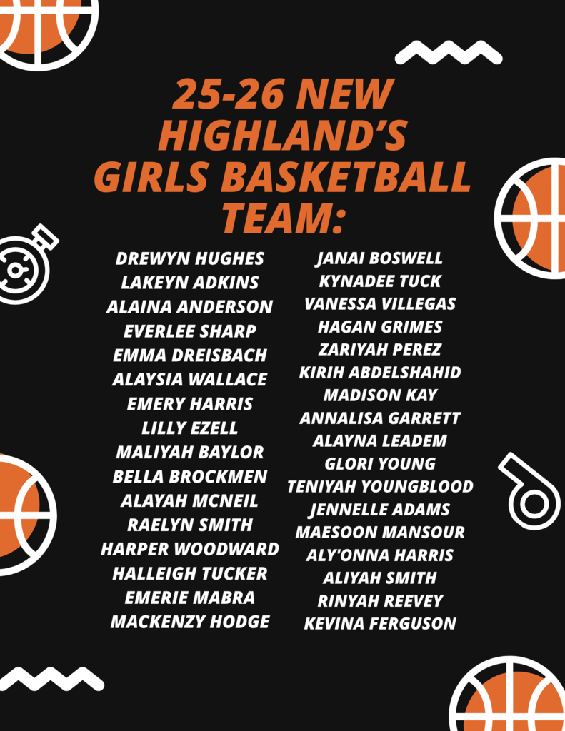 Introducing your Lady Bullpups 25-26 New Highland's girls basketball team!!!!