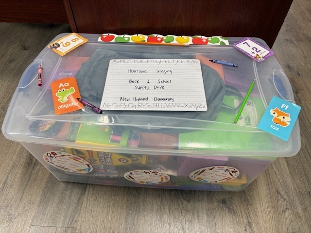 A BIG thank you to Heartland Imaging for bring lots of wonderful school supplies for our students!