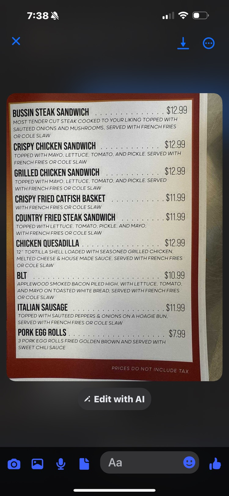 updated menu