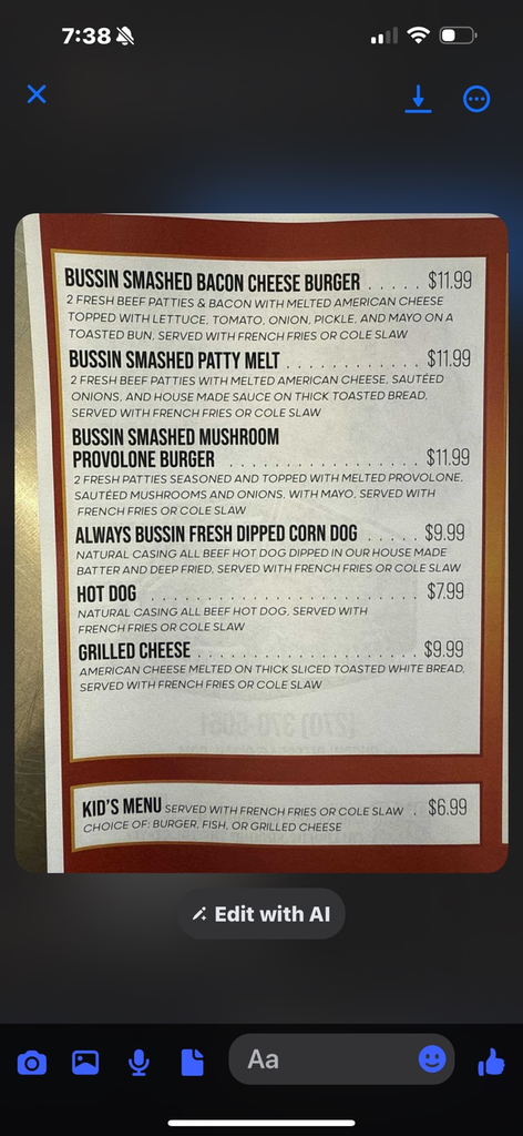 menu continued