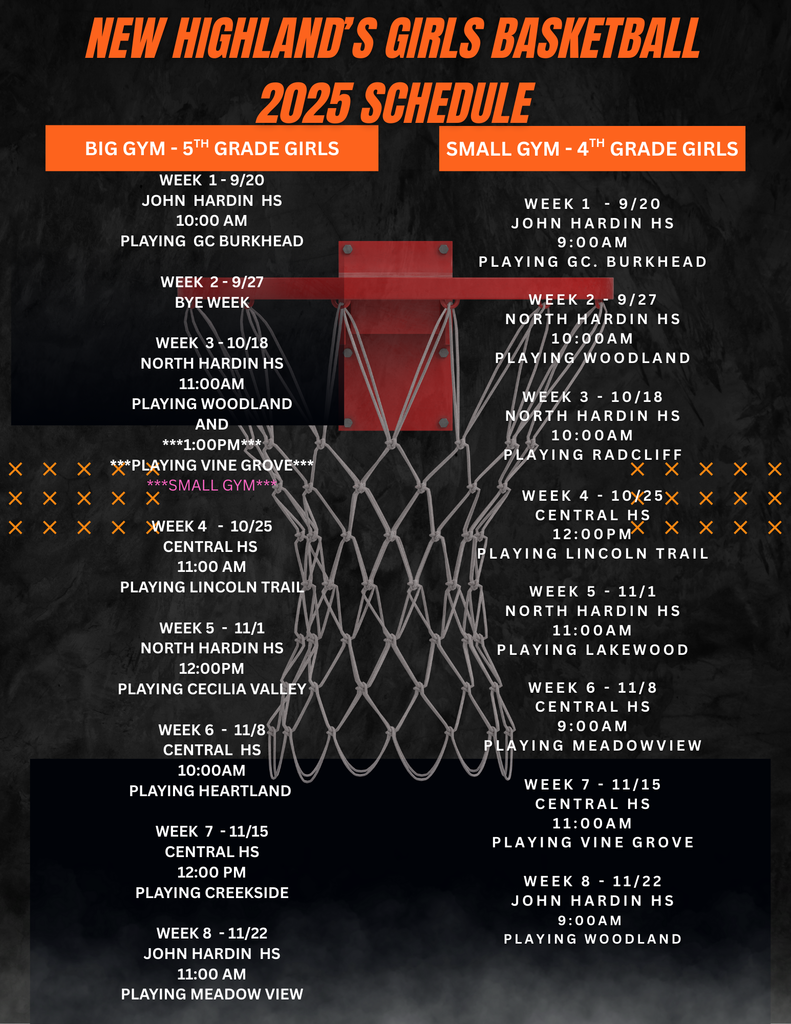 Girls basketball 2025 schedule