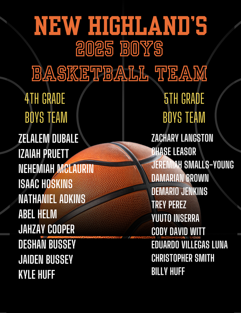 Introducing New Highland's 2025 Boys Basketball Teams for 4th and 5th Grade