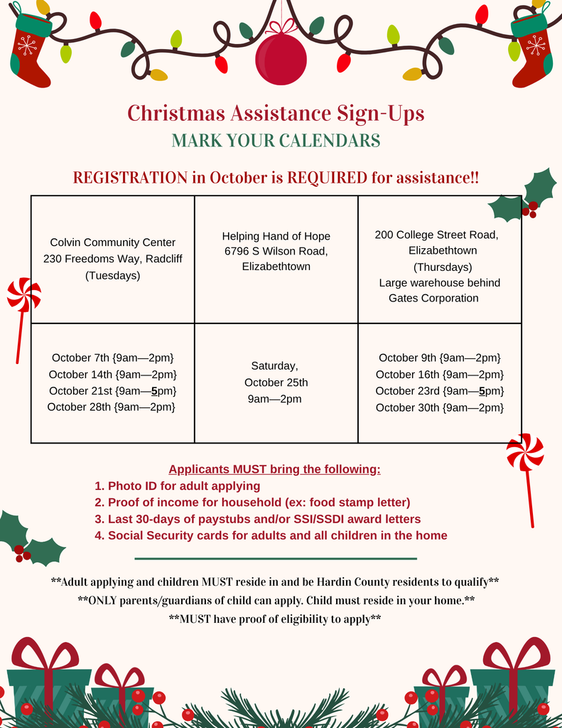 Assistance is only for children residing in Hardin County.