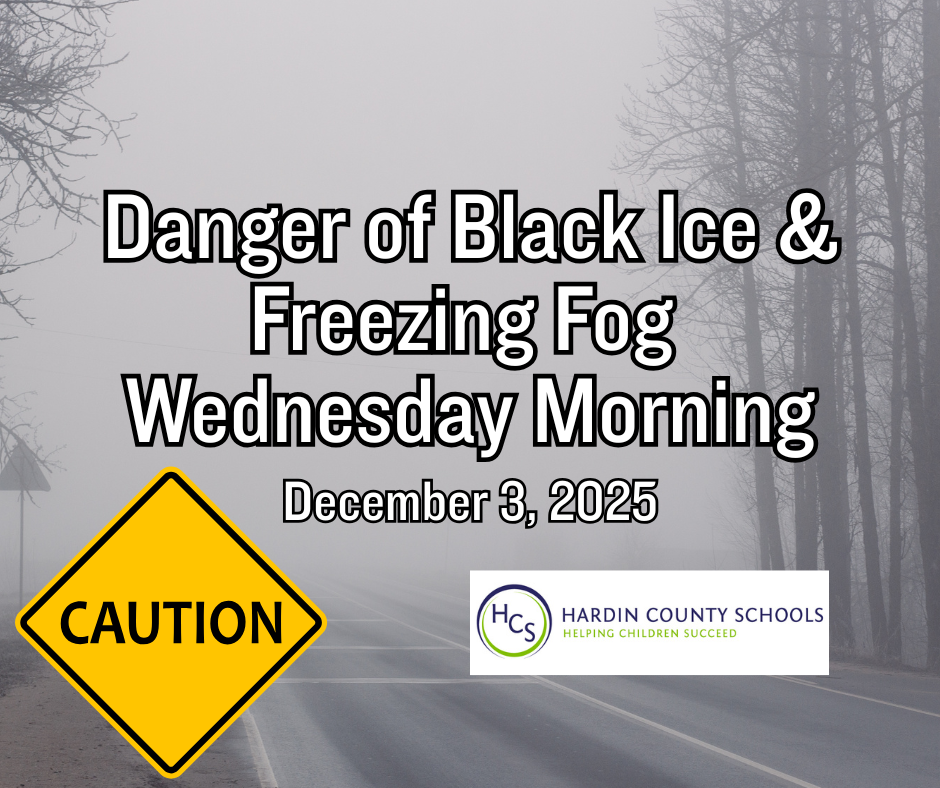 danger of black ice and freezing fog on December 3, 2025
