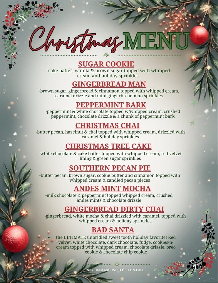 Holiday menu