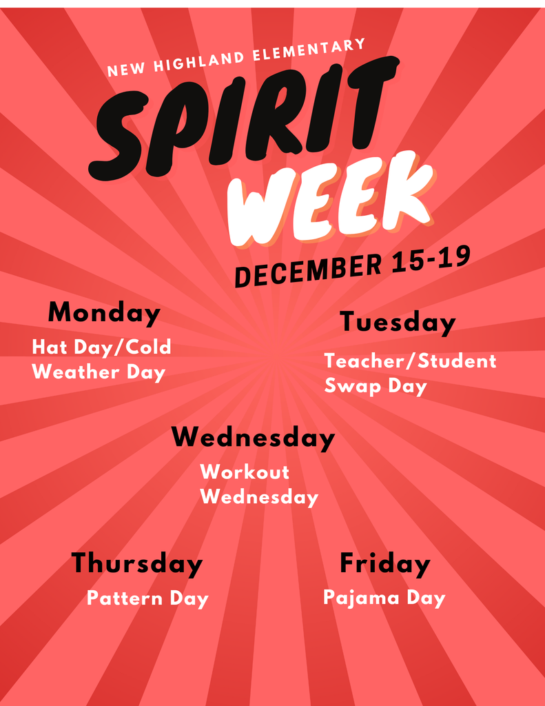 🎉 Spirit Week is NEXT WEEK! 🎉 Time to show off our school pride all week long! Here’s the lineup—can’t wait to see everyone dressed up and having fun! Let’s make this the most spirited week ever! 🙌